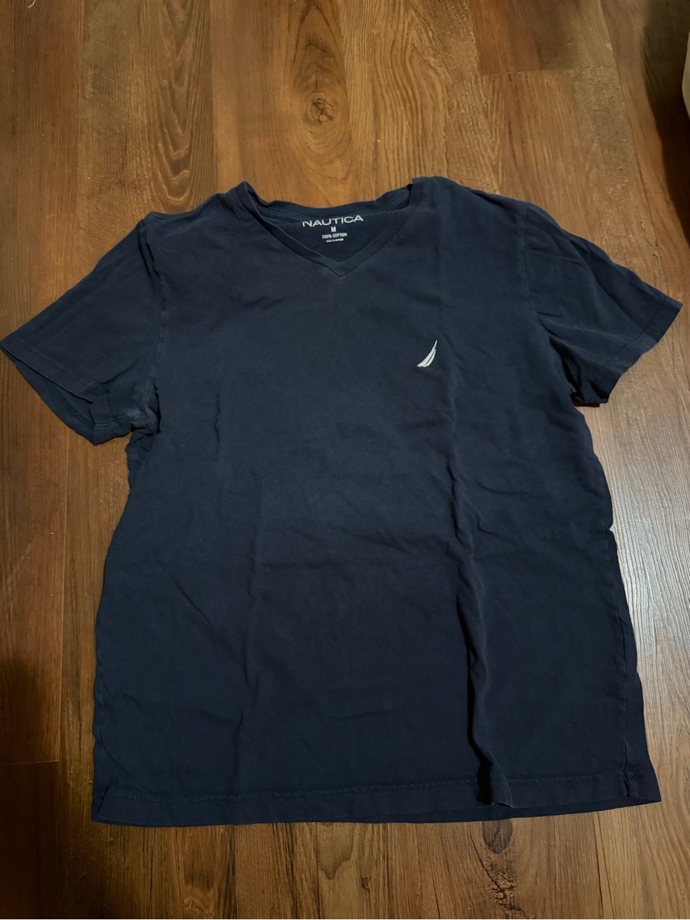 Nautica Men's Dark Blue V-Neck Sail Logo Tee